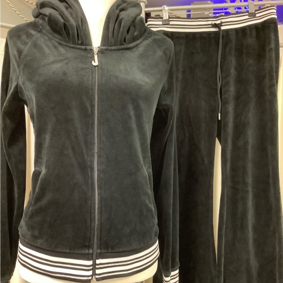 Juicy Couture Velour 28 x 30 Pants Zip Up Hoodie Tracksuit - Picture 2 of 14